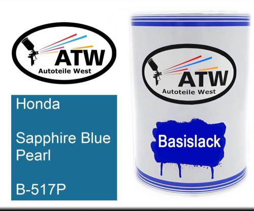 Honda, Sapphire Blue Pearl, B-517P: 500ml Lackdose, von ATW Autoteile West.